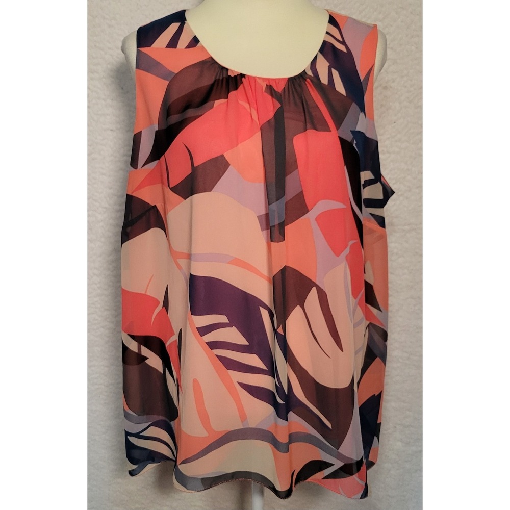 Vince Camuto Womens Blouse Top‎ Plus Size 2X Sleeveless Pullover Abstract 1585